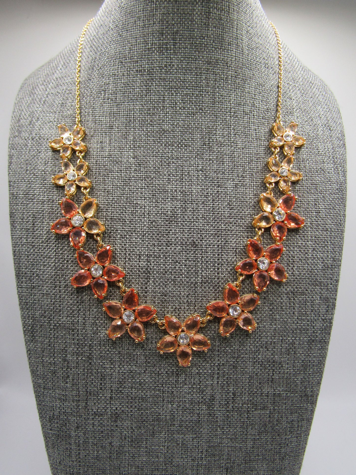 Kate Spade Bed of Roses Gold Plated Ombre Crystal Floral Necklace
