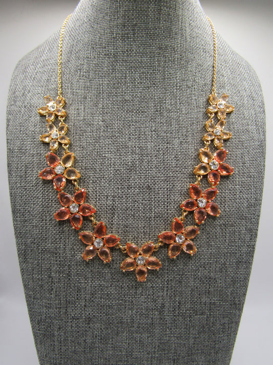 Kate Spade Bed of Roses Gold Plated Ombre Crystal Floral Necklace