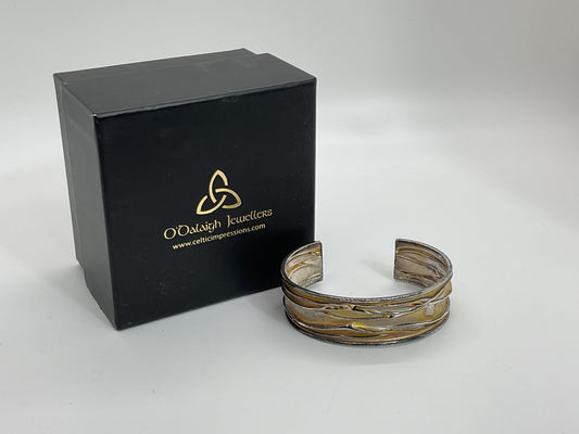 O'DALAIGH JEWELLERS Sterling Silver "Ripple In The Sand" Cuff Bracelet- 6.75"
