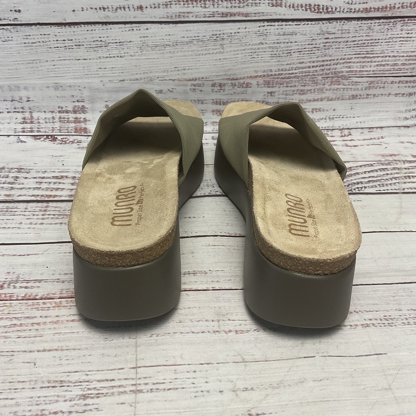 Munro Nalia Green Stretch Fabric Platform Sandal Women Size 7 (AAAA)