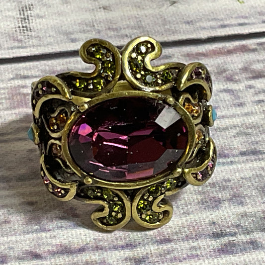 HEIDI DAUS Bronze & Rhinestone SZ 5.25 Ring