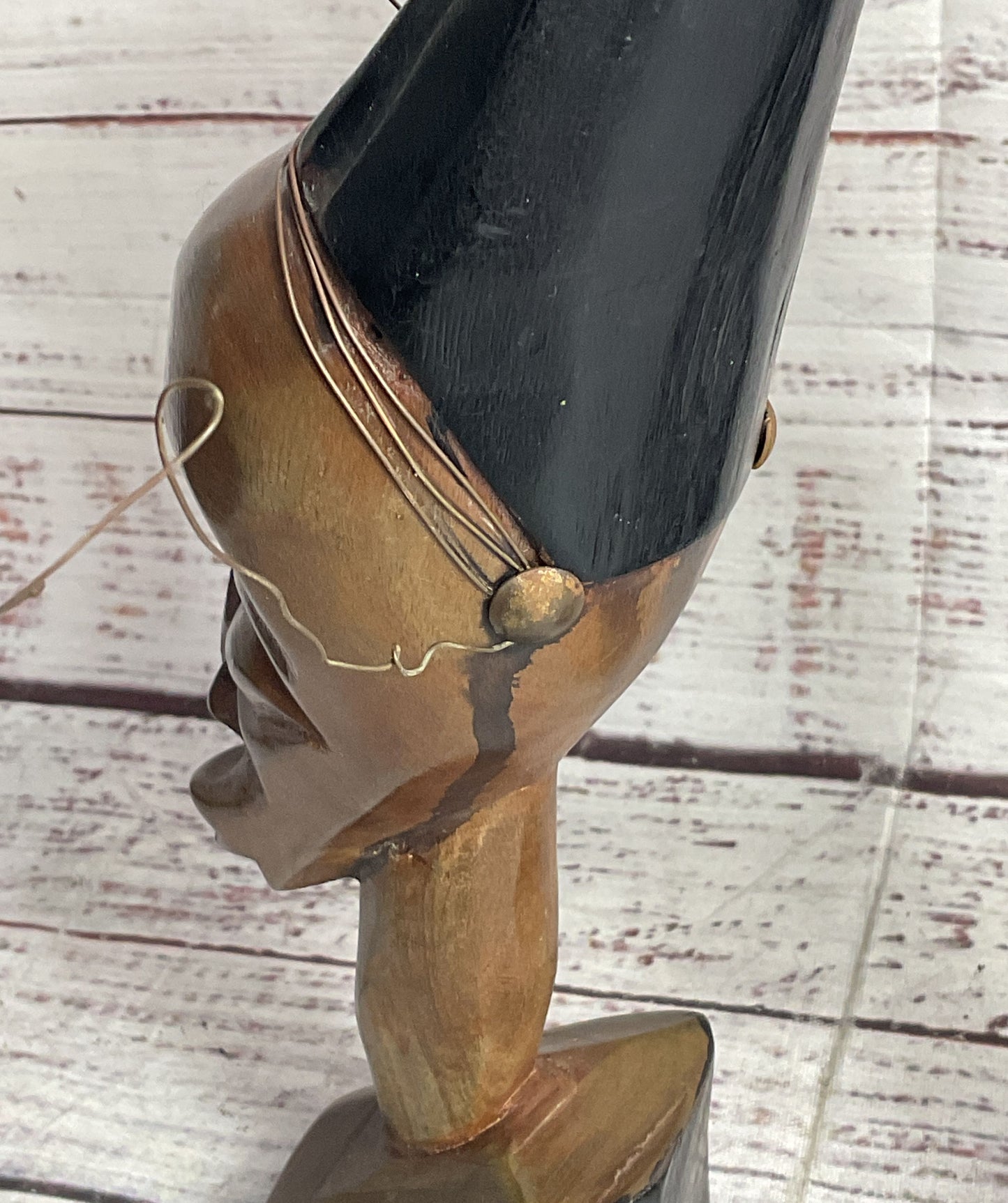 Vintage MCM 10' Set of 2 African Carved Wood Statues Brown