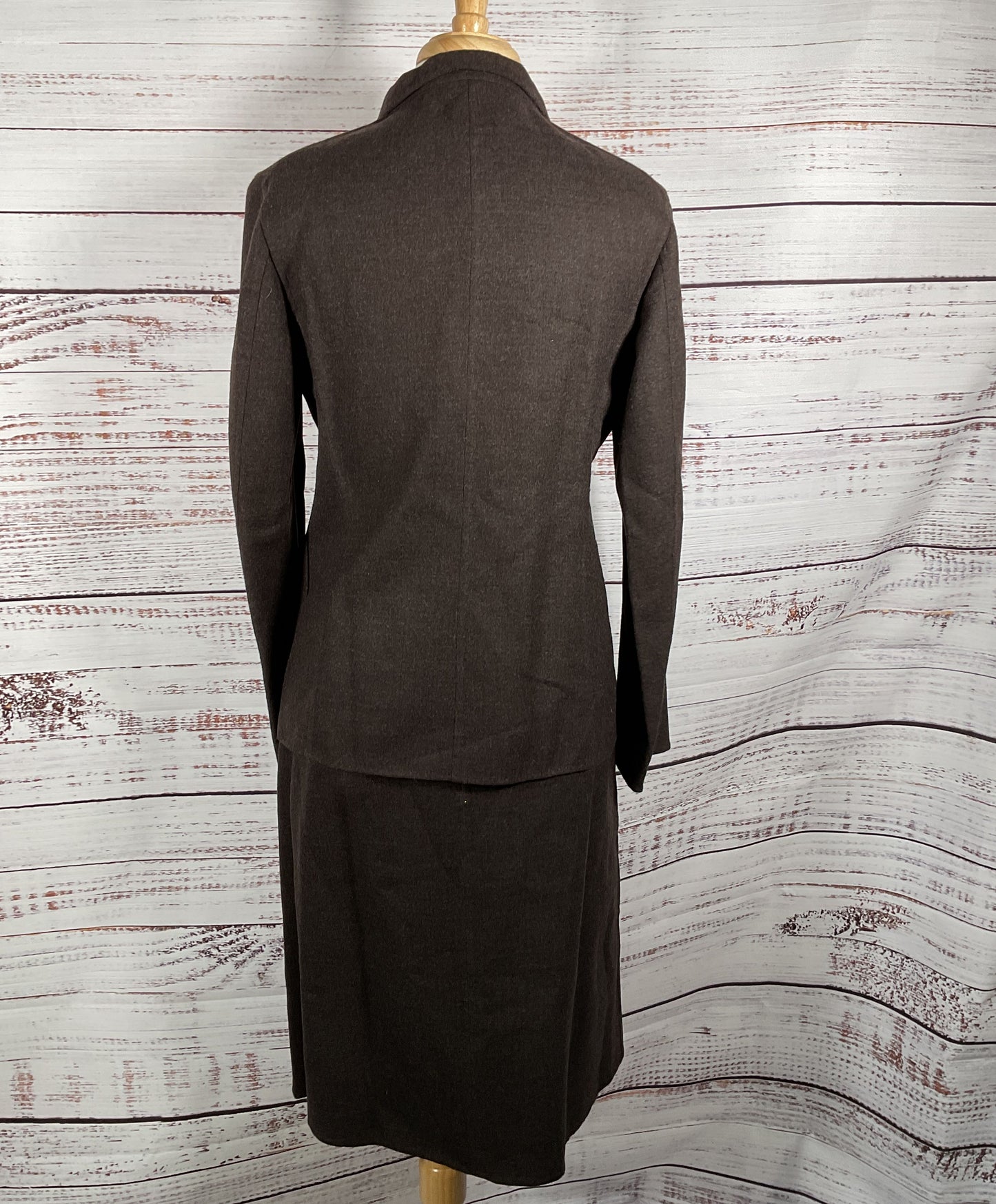 Jil Sander Vintage Wool Snap Button Skirt Suit Set Brown 42 Euro 14 US
