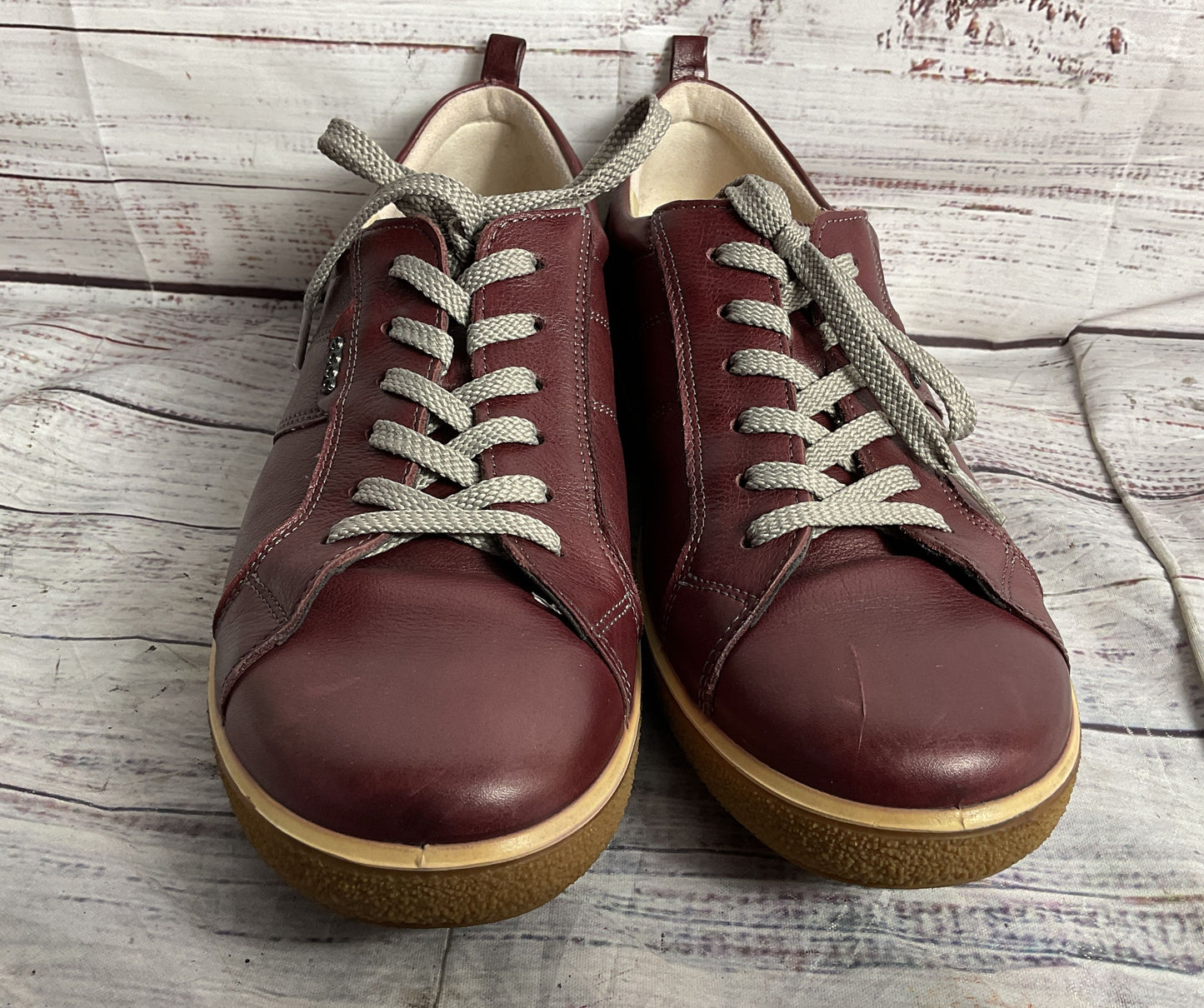 Ecco Chase Port Leather Lace-Up Sneakers Burgundy 40