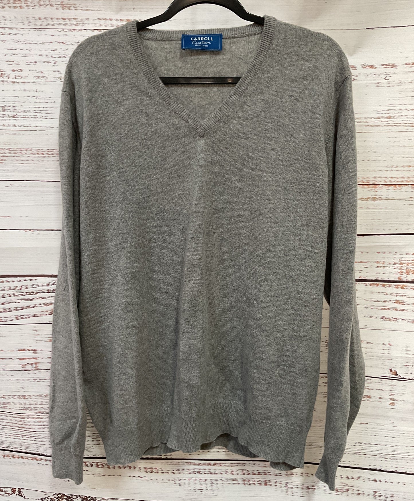 Carroll Custom Men's Gray Cashmere V-Neck Sweater Size XXL Made in Italy