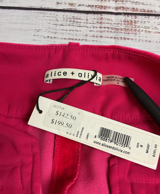 Alice + Olivia Hot Pink Fuchsia Velvet Suit Pants - Size 8 NWT $285