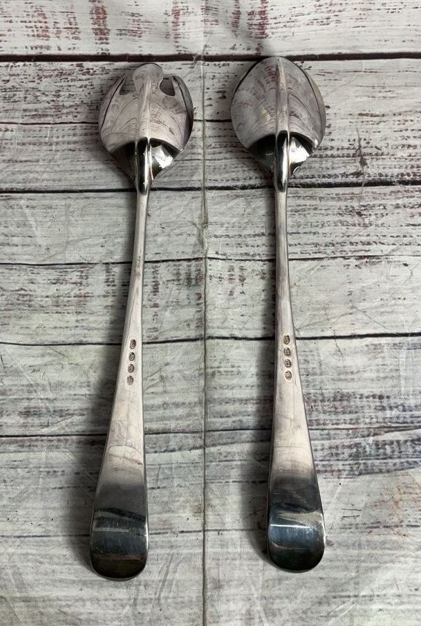 Godinger Buffet 13" Serving Spoon Fork Set Silverplate