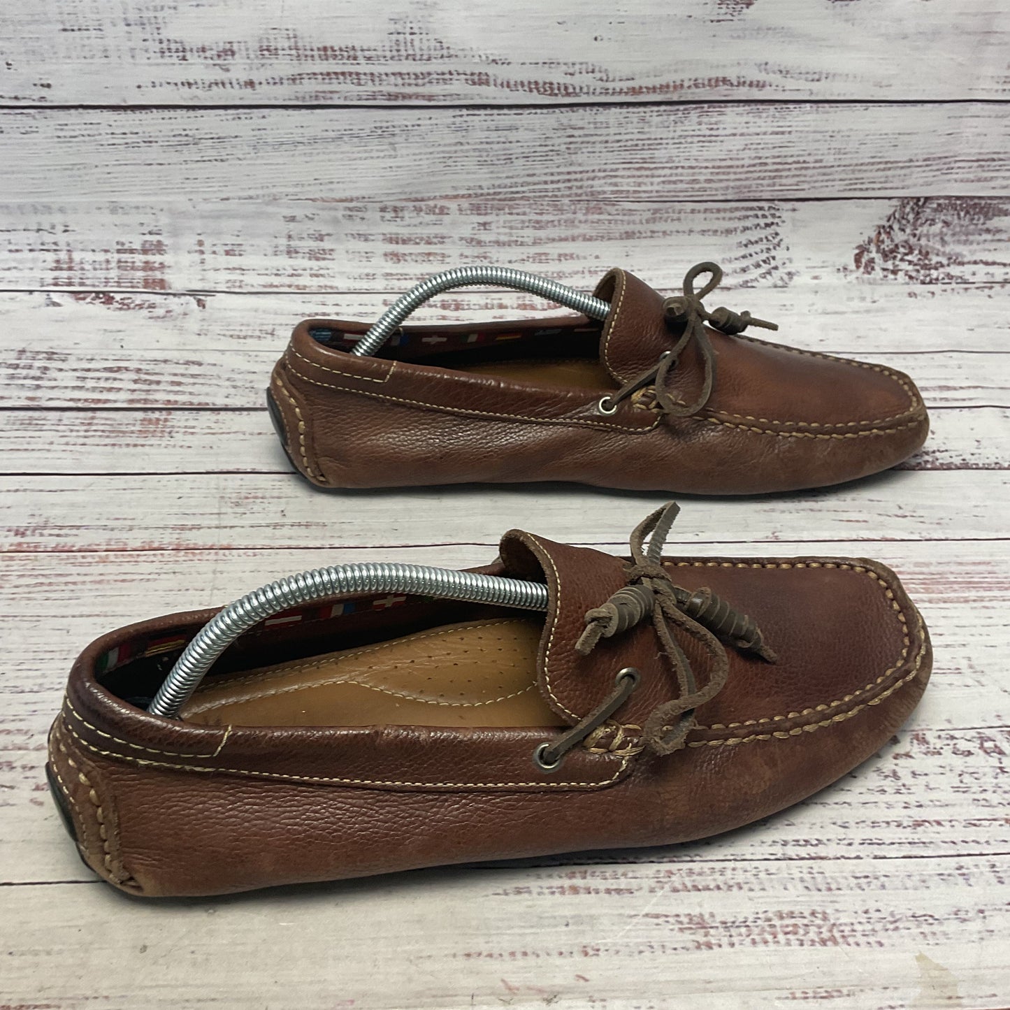 Paolo Sesto Brown Leather Slip On Loafer Casual Shoe Men Size 11