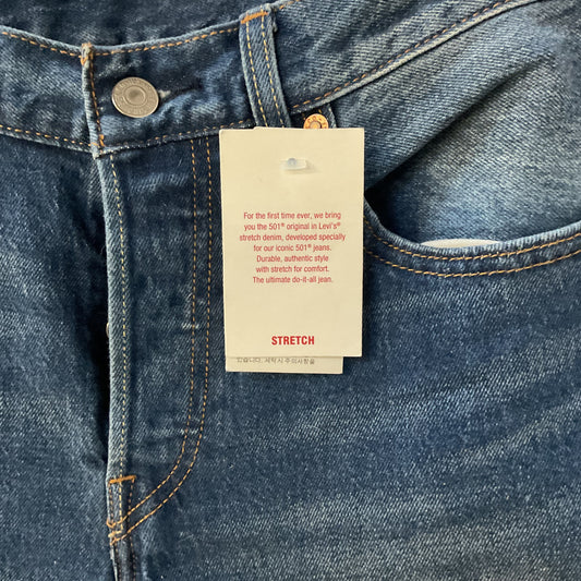 Levi's Stretch Distressed 501 Cropped Straight Leg Jeans Pants Size 26 x 32 New
