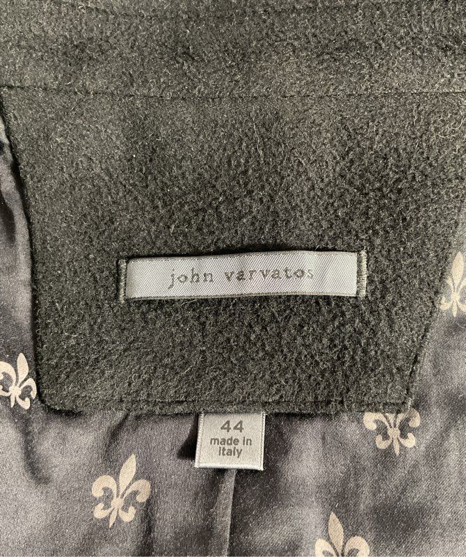 John Varvatos Women's Fleur-de-lis Inner Pattern Black Cotton Blend Jacket 44