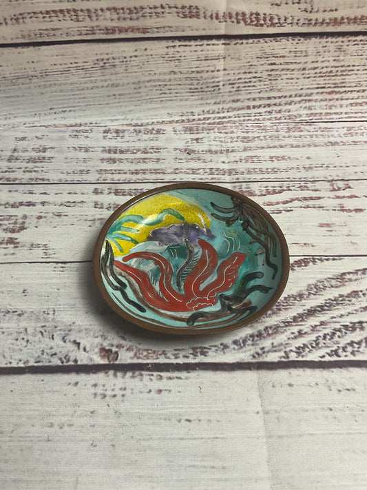 Small Hand Painted Brass Trinket Tray