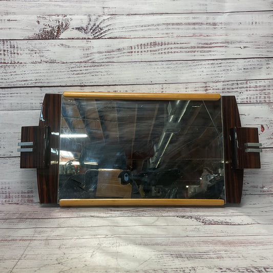 Art Deco Wood Mirrored Vanity Base 21"x10" Serving Tray