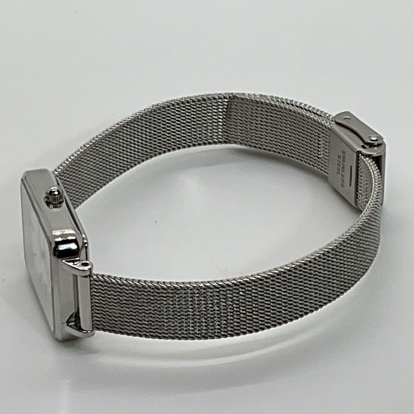 DANIEL WELLINGTON Silver Tone Rectangle Mesh Band Women's Watch