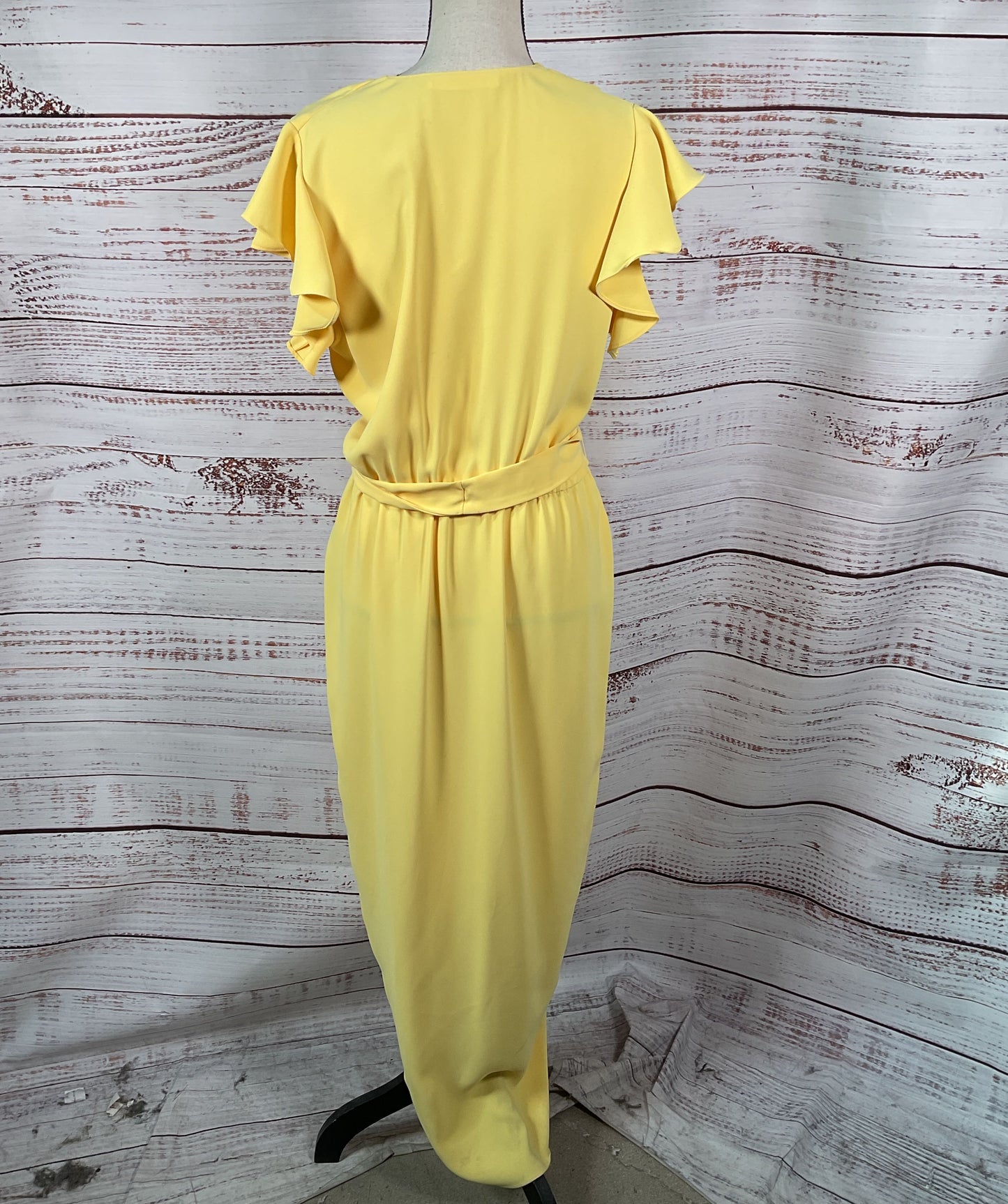 Amansa Uprichard Flutter Sleeve Long Dress Yellow L