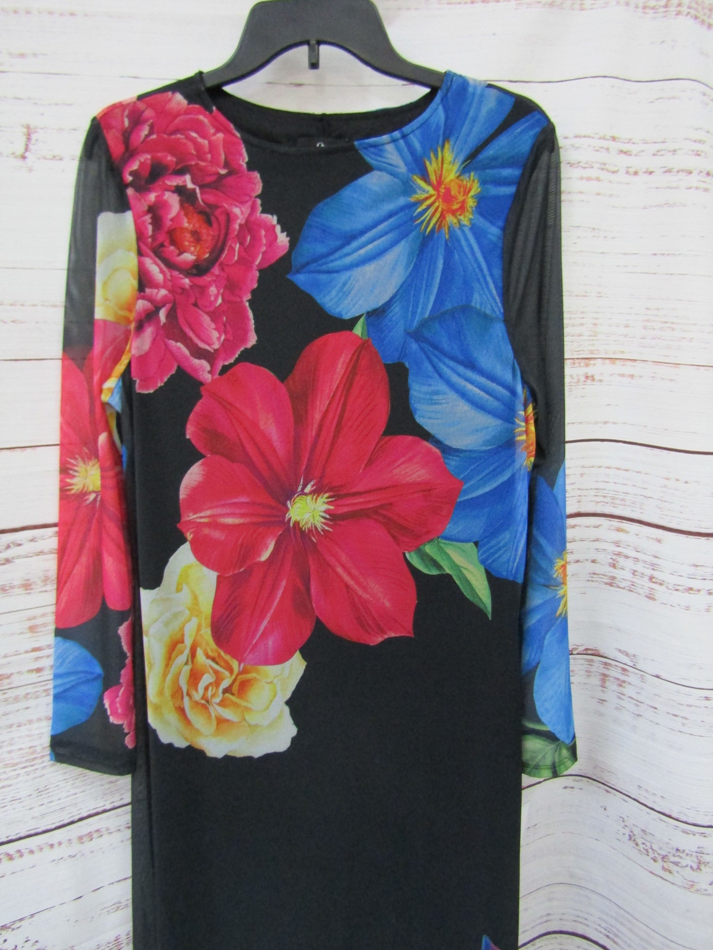 Oleg Cassini Women's Black Multi-Color Floral Print Maxi Dress Size XL