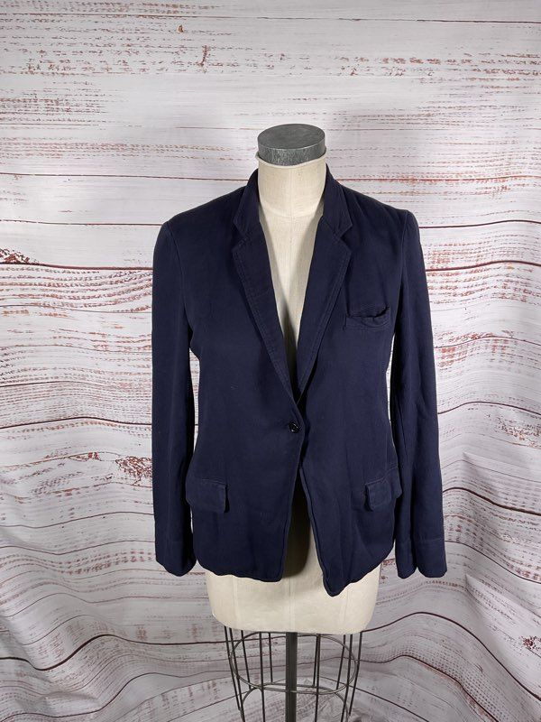 Raquel Allegra Women's Navy Blue Cardigan Cotton Single Button