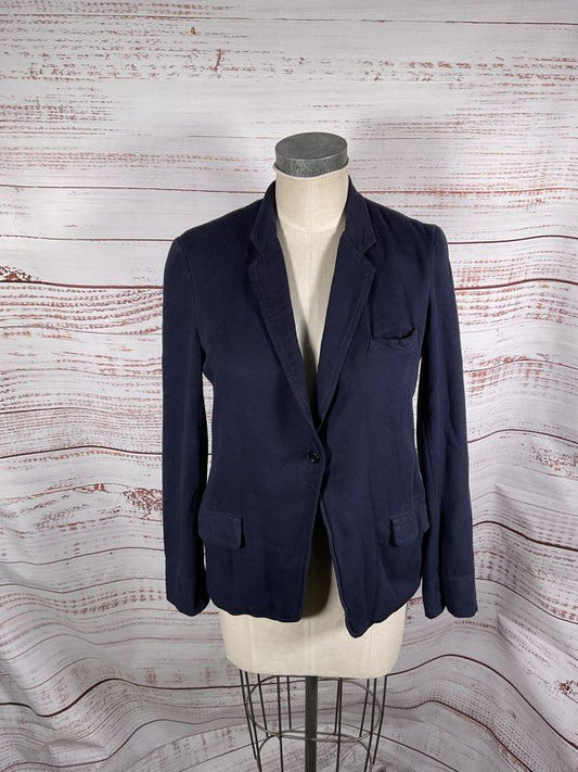 Raquel Allegra Women's Navy Blue Cardigan Cotton Single Button