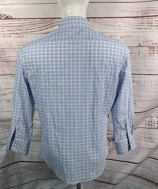 Liberty Shirt Co Plaid 3/4 Sleeve Shirt Blue