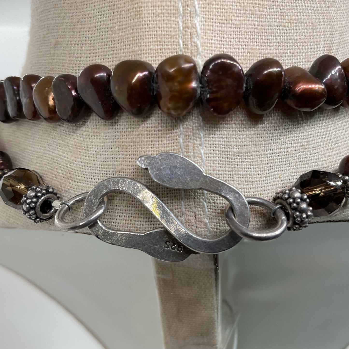 VTG. Sterling Silver & Chocolate Freshwater Pearl Beaded 46" Necklace