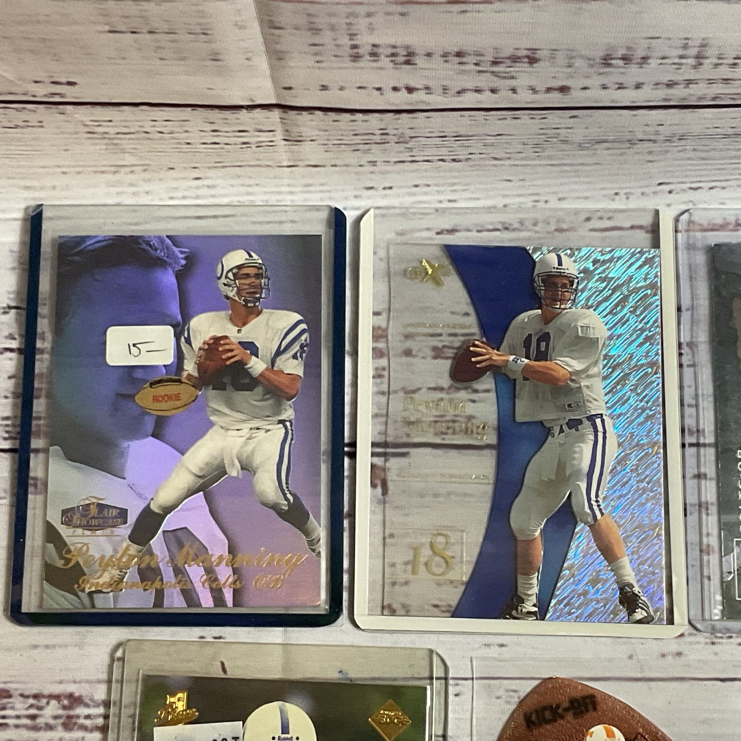 Set of 7 PEYTON MANNING Rookie Cards- Fleer, Skybox, Upper Deck, Bowman, Playoff
