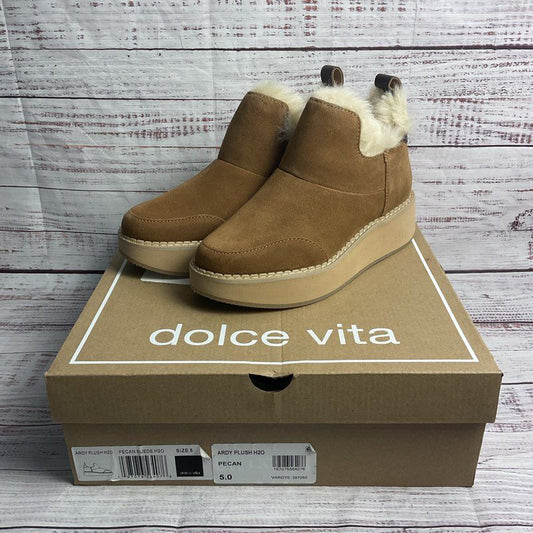 Dolce Vita Ardy Plush Waterproof Brown Suede Snow Boot Women's Size 5