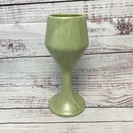 Haeger Green Speckled Ceramic Goblet Vase Chalice 9.5"