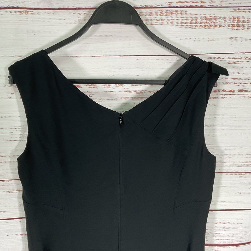 Aquilano Rimondi Black Sleeveless Shoulder Tie Midi Cocktail CDress Size 6 US