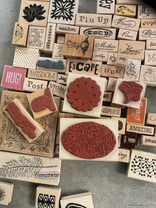 Vintage Ink Rubber Misc Design Stamps Set Lot 8lb