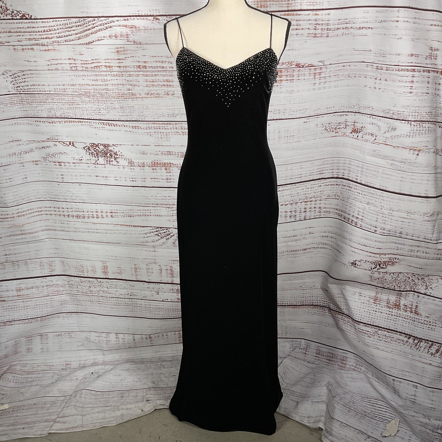 Dave & Johnny by Laura Ryner Black Velvet Beaded Mesh Dress - Size 7/8