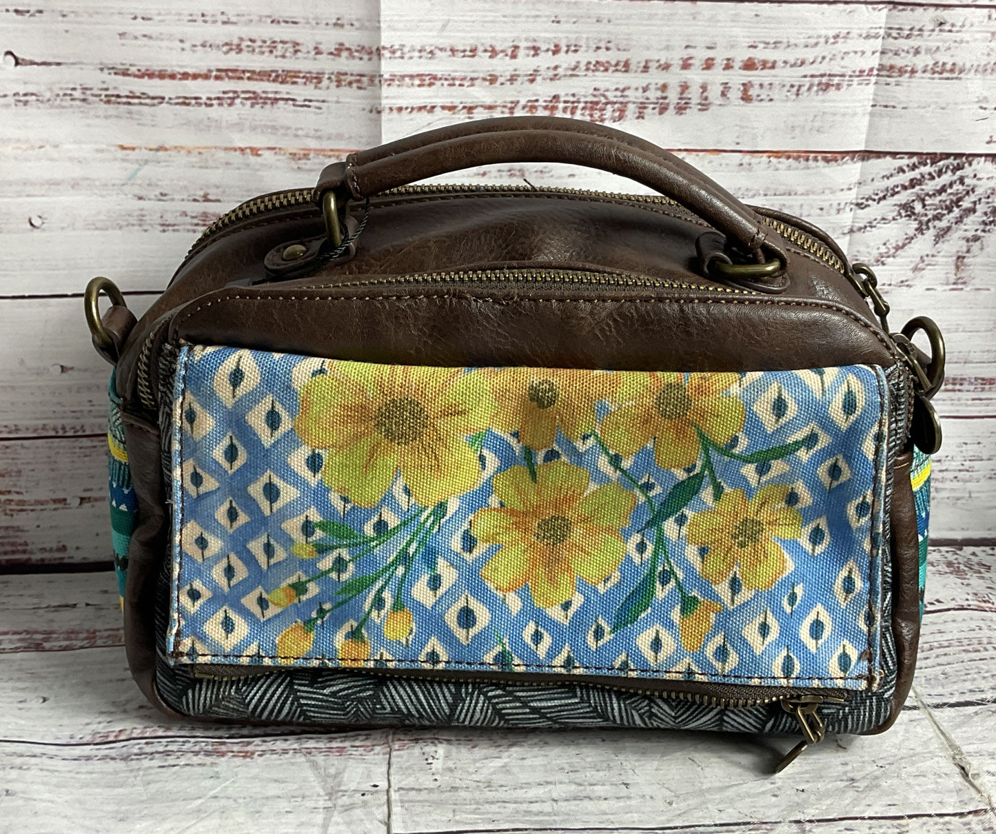 Desigual Studded Patch Fabric Top Handle Bag Multicolor