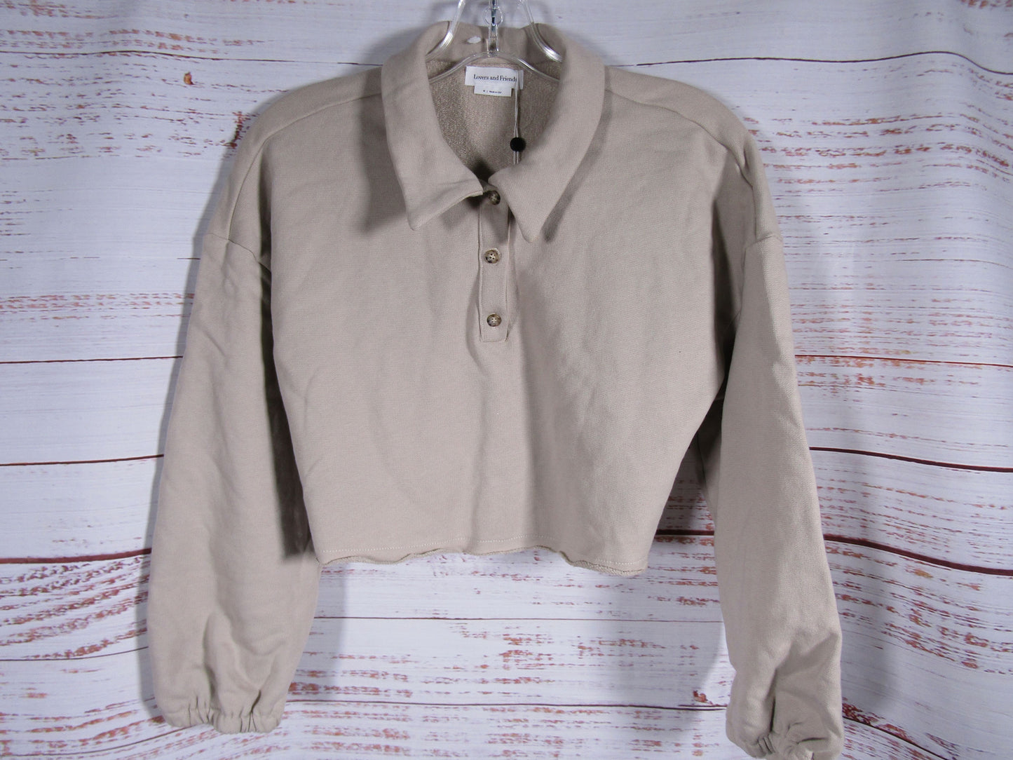 Lovers and Friends Women's Beige Cotton Crop Top Sweater Size M