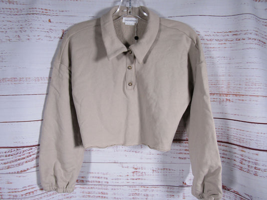 Lovers and Friends Women's Beige Cotton Crop Top Sweater Size M