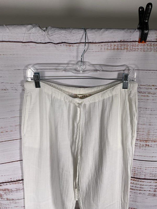 Xirena Women's White Drawstring Lounge Elastic Cotton Pants Size M