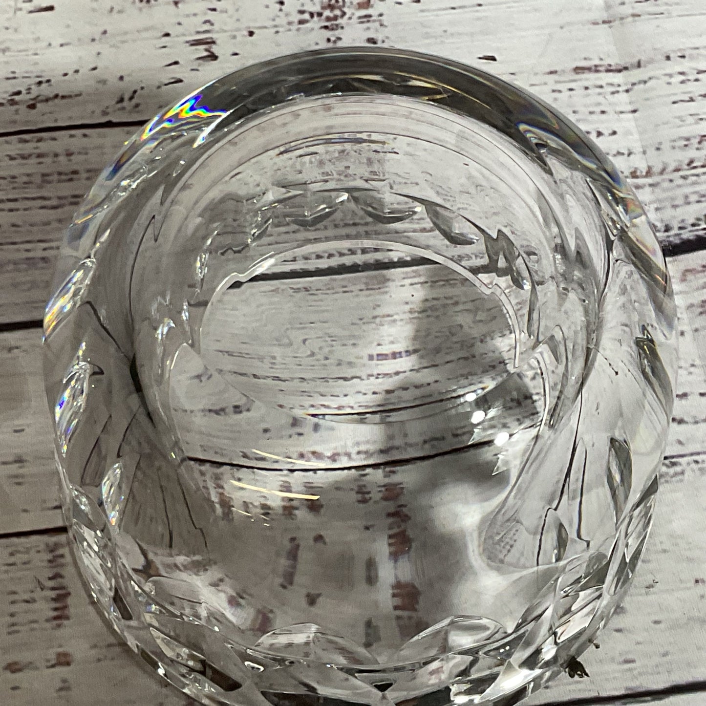 VTG. Signed GORAN WARFF by KOSTA BODA Etched 5" Crystal Bowl