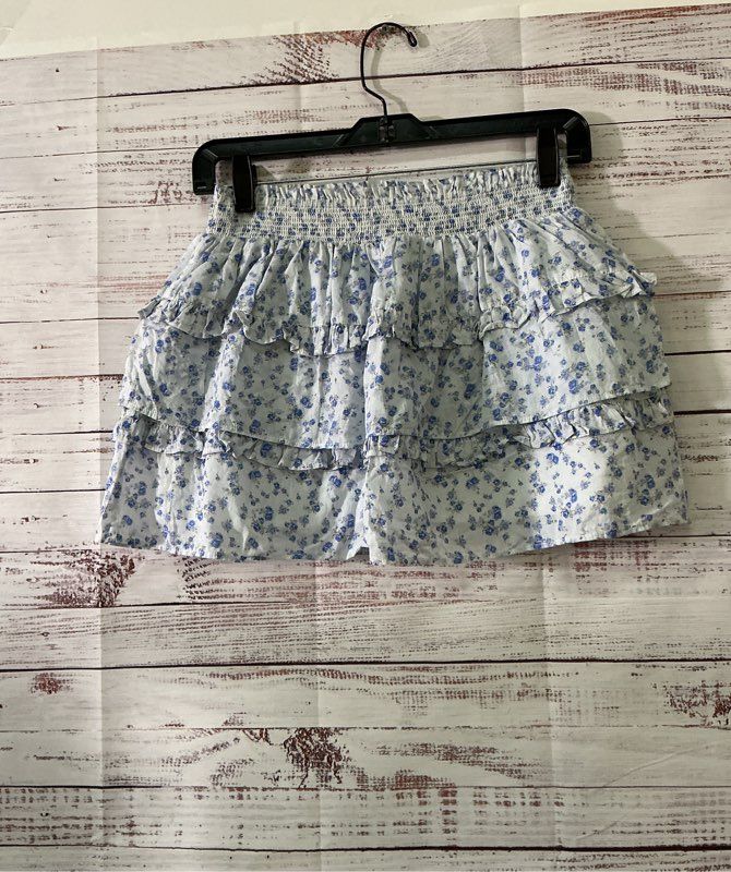 Girl's Love Shack Fancy Blue Floral Cotton Skirt Size 12Y Retail $125