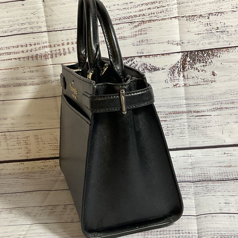 KATE SPADE Staci Black Leather Small Satchel Handbag (MISSING STRAP)