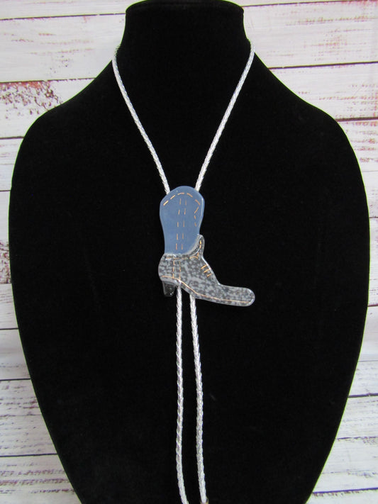 Vintage Bola Bola Manika Glass Cowboy Boot Bolo Tie