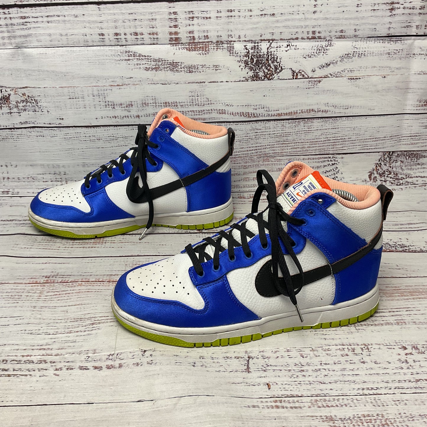 Nike Dunk High Blue Satin Sneaker Shoe Women 7.5 DV2185-100