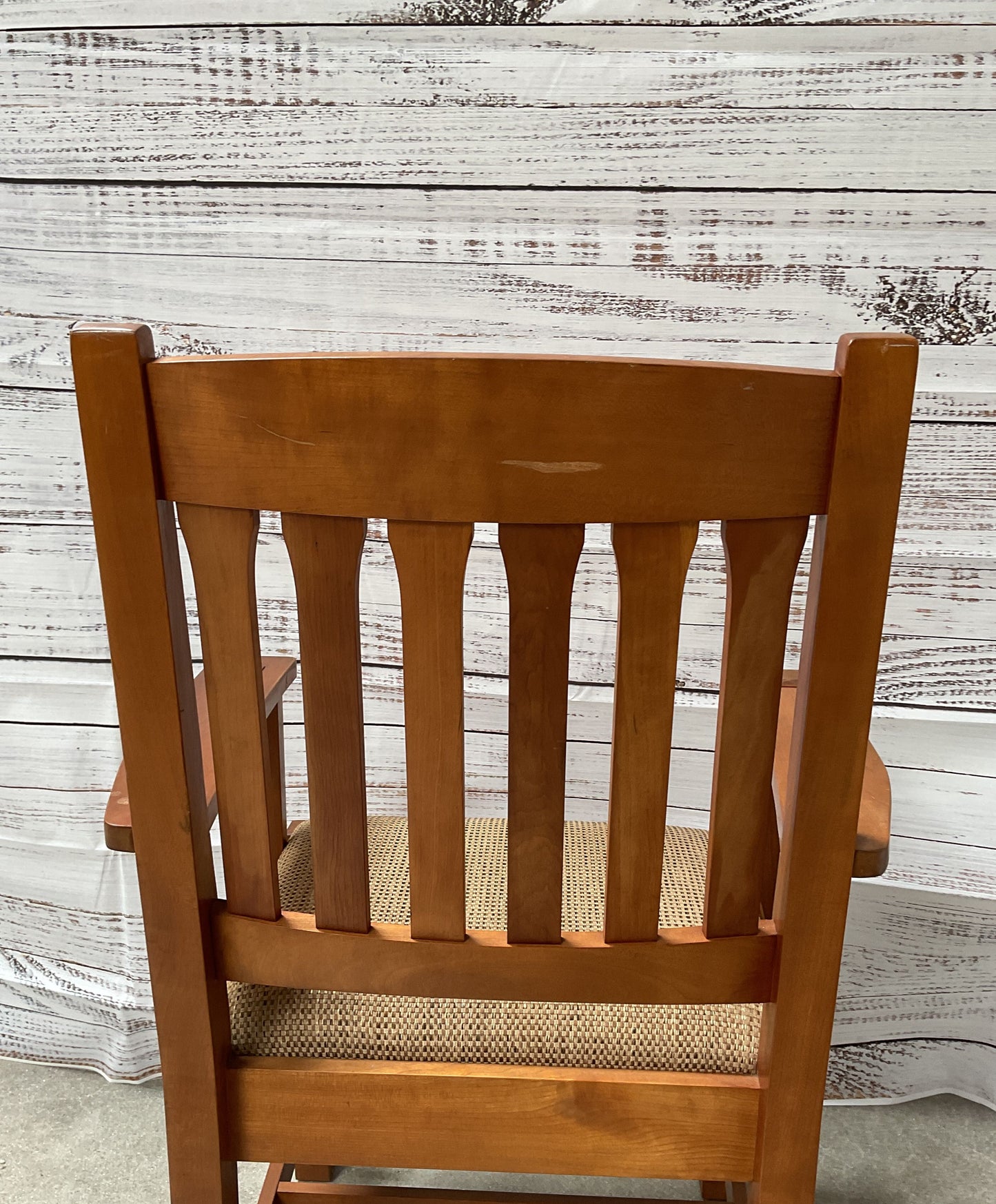 November 2003 L & J.G. Stickley Mission Natural Arm Chair with Upholstery Seat