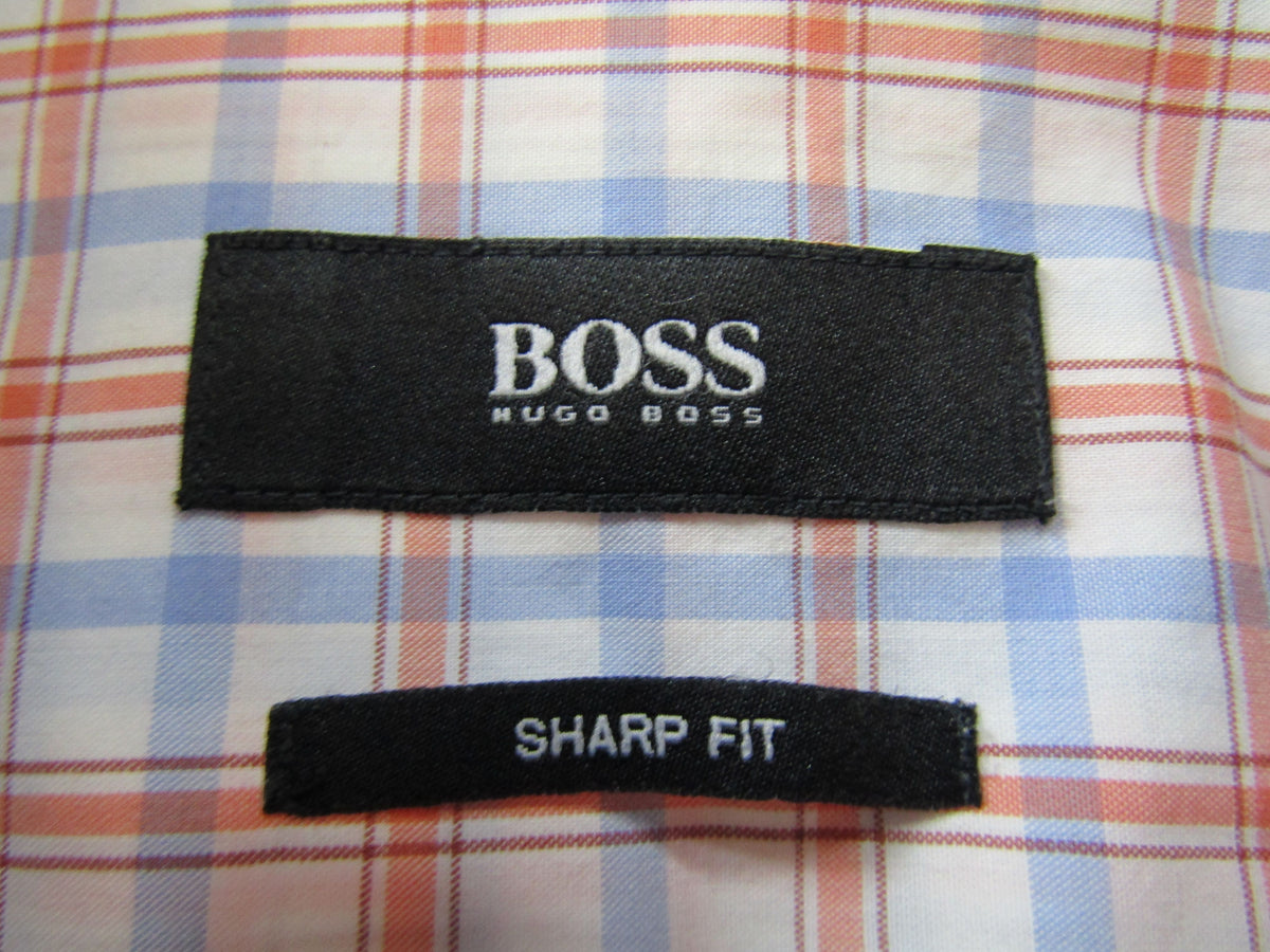 Hugo Boss Paeton Men's Plaid Long Sleeve Button Down Shirt Size 17.5