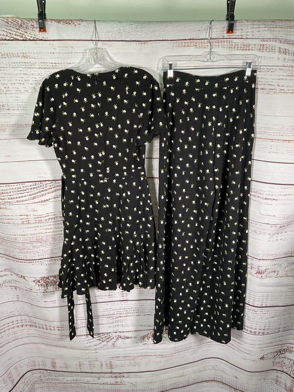 NEW Jill Jill Stuart Women's Mini Floral Dress 2 & Pants 4 Black Viscose Set