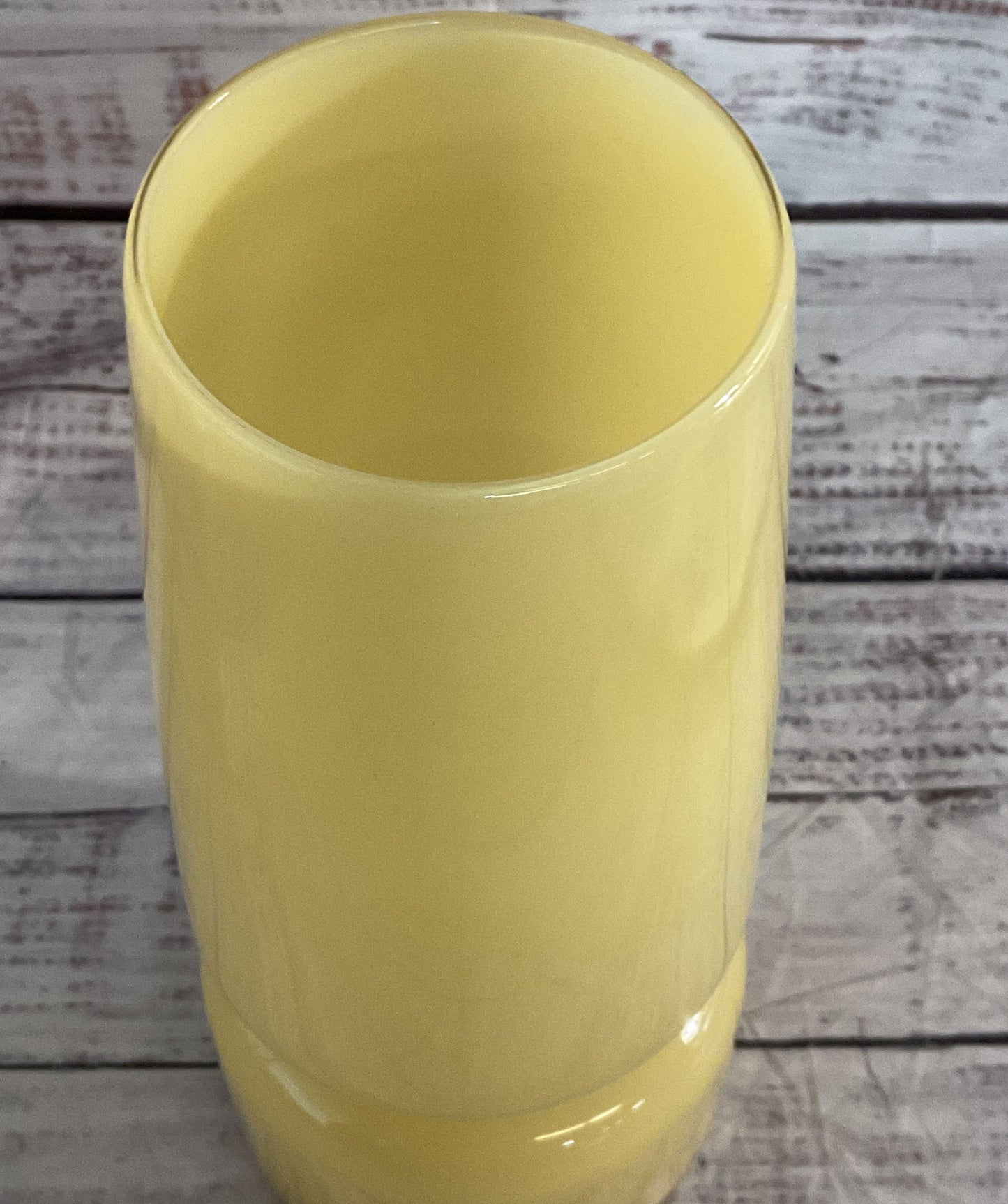 Modern Handmade Signed Glass Vase Yellow