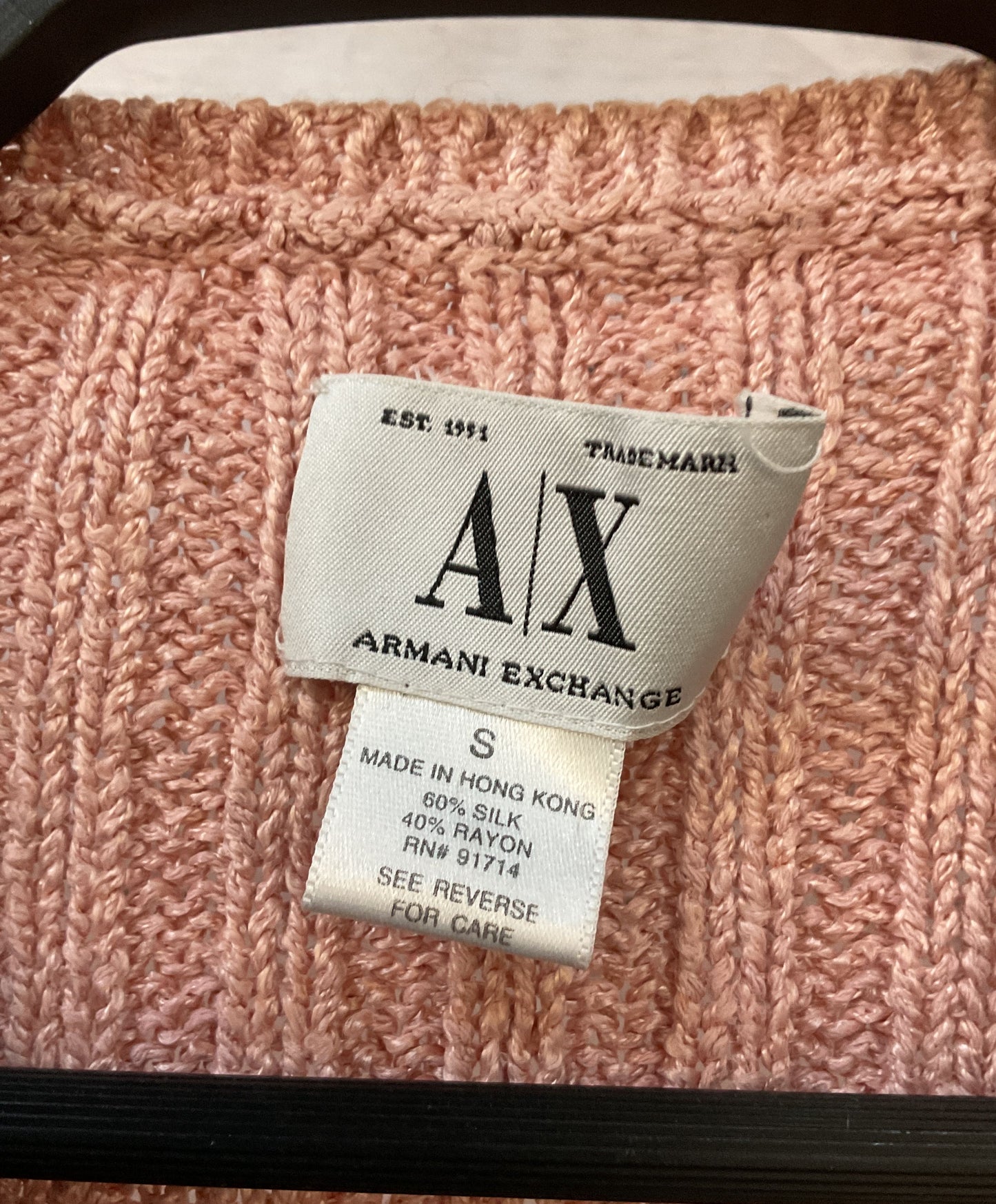 Armani Exchange Women's Light Pink Knit Silk Blend Pullover Sweater Size S