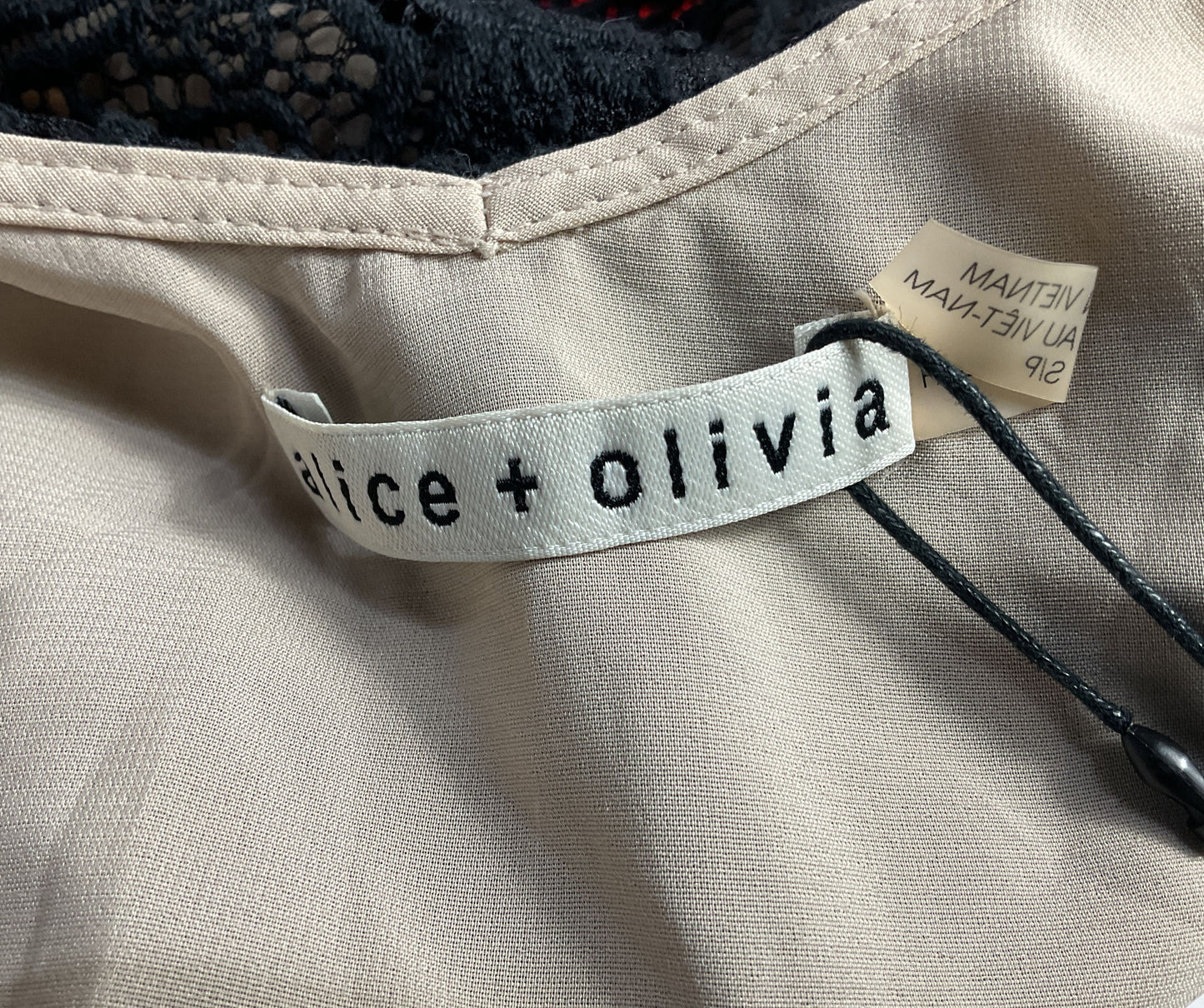 Alice + Olivia Emmeline Handkerchief Hem Lace Camisole Black S
