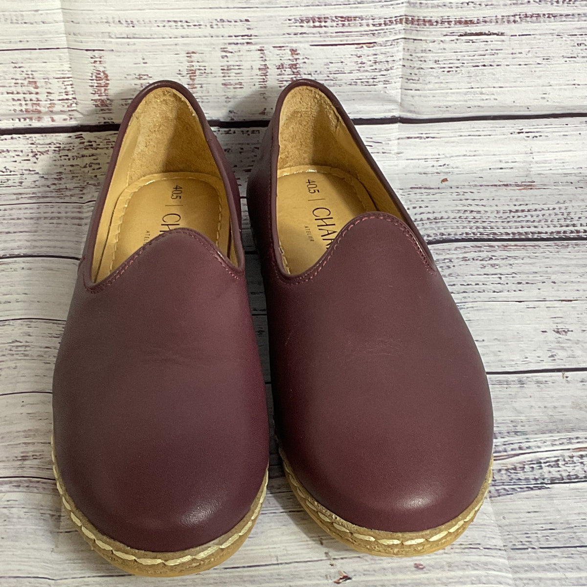 CHARIX Itelier Women's Bordeaux Leather Slip-On Flats- SZ 40.5/ 10.5 US