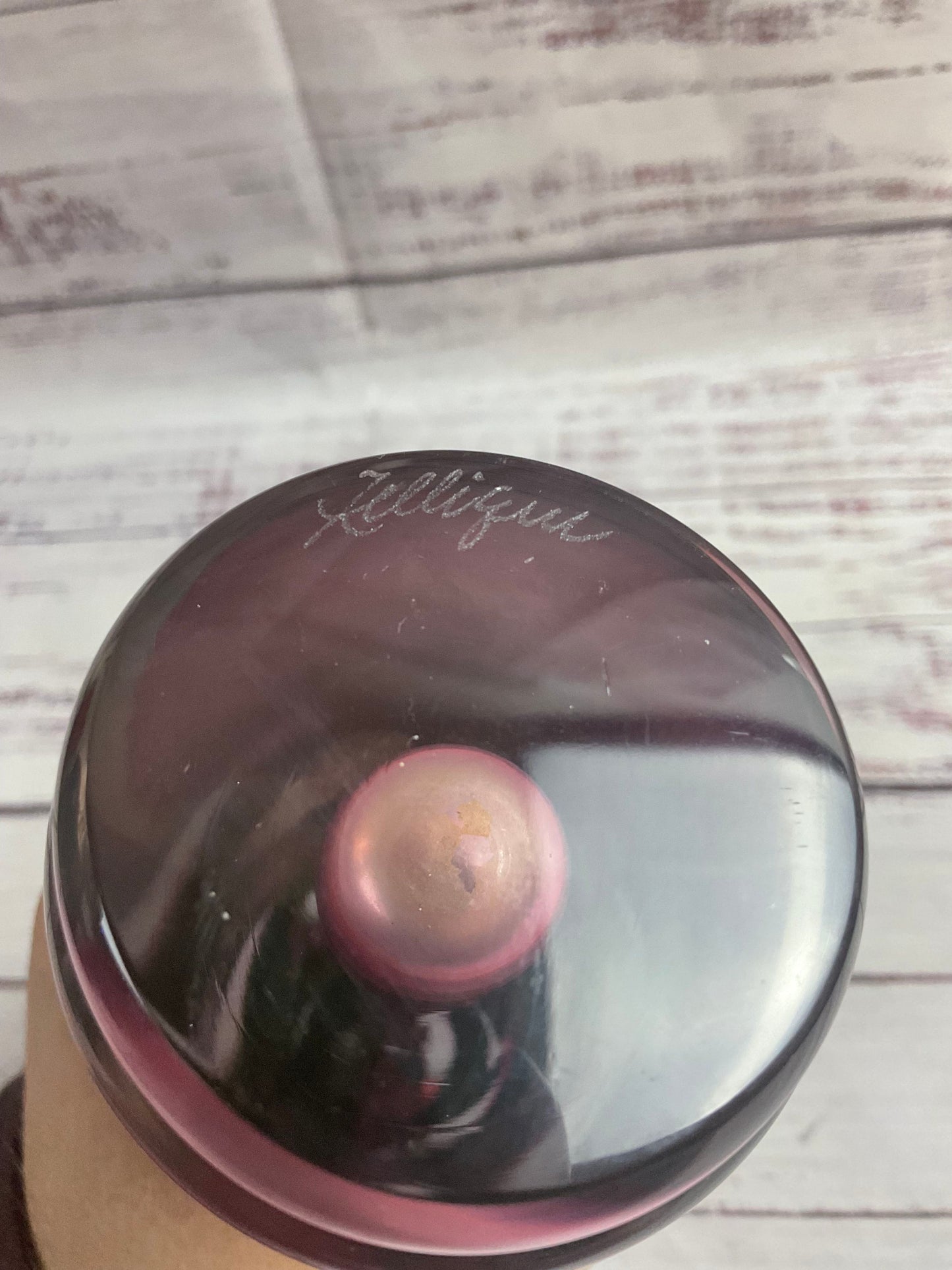Signed Pink And Clear Glass Thin Vase