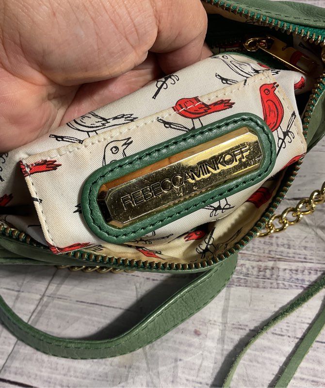 Rebecca Minkoff Women's Green Leather Mac Clutch Shoulder Bag