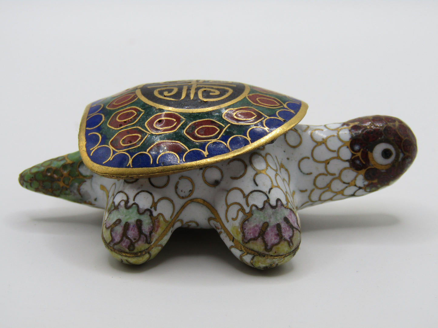 Vintage Handcrafted Cloisonne Enamel Turtle Pill Box