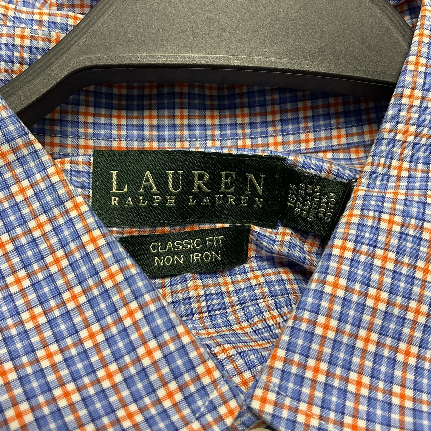 Ralph Lauren Blue Orange Plaid Button Down Long Sleeve Dress Shirt 16.5 32/33