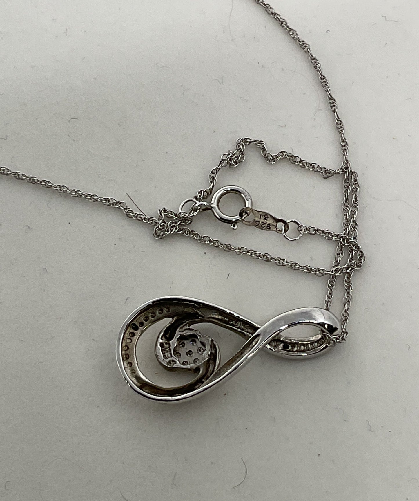 Sterling Silver Chain Necklace Diamond Accent Pendant